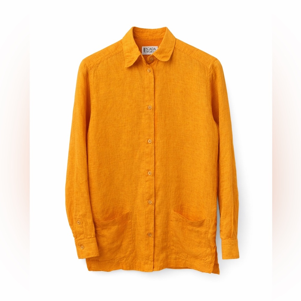Vintage Escada Sport 100% Linen Button Down Shirt Women’s S Orange